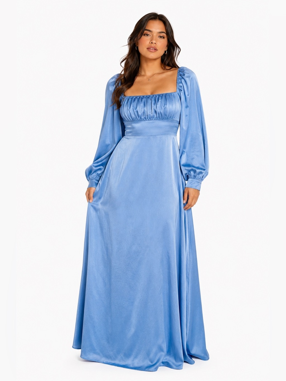 60s/70s European Vintage Renaissance Maxi Nightgown Dress (Blue) Size M
